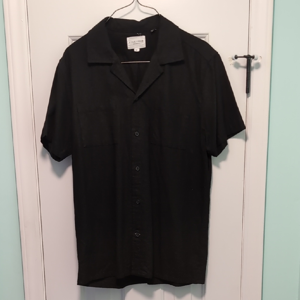 Five Four Black Casual Button Down Shirt